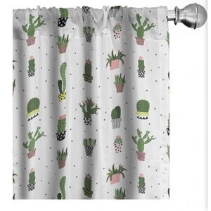 Ambesonne Lunarable Succulent Window Curtains Cactus Polka Dot 56x95 White Green